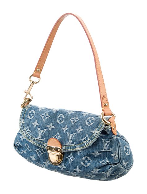 monogram denim mini pleaty